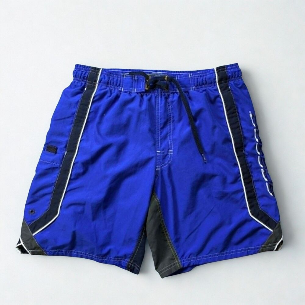 Speedo Mens Small Blue Swim Trunks Board Shorts Mesh Lined Drawstring Pockets